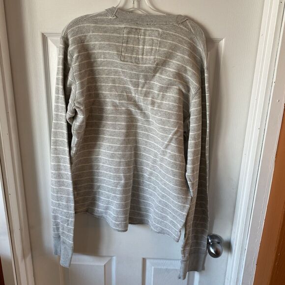 Abercrombie & Fitch Men’s XL Thermal Sweater Muscle Grey Striped Pullover - Picture 6 of 10